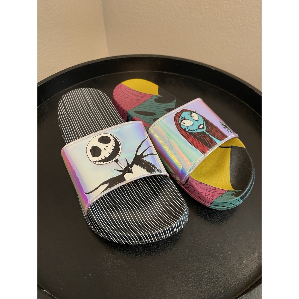 Disney's Nightmare Before Christmas Women's Slides Size 8 Jack & Sally Ground Up
